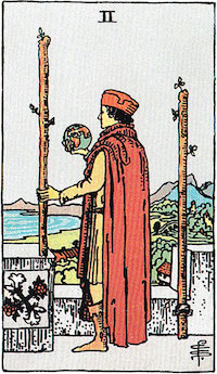 Tarotkarte Zwei der Stäbe