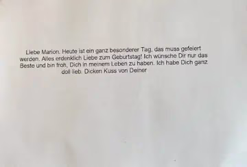 Brief zum Geburtstag von Marion