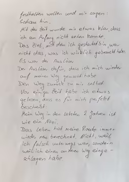 Brief von einem Klienten Danke