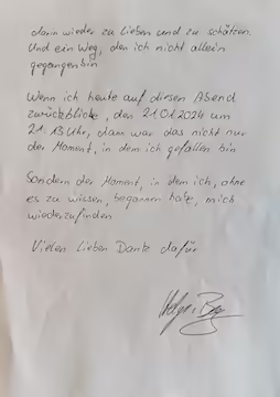 Danksagung für Marion