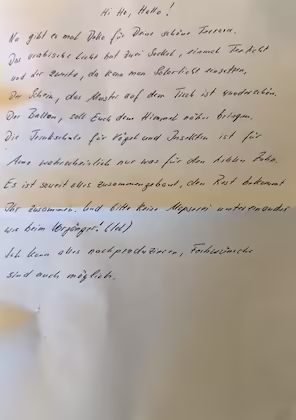 Brief eines Kunden an Marion und Pavol 