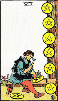Tarotkarte Acht der muenzen