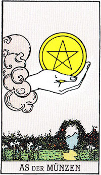 Tarotkarte As der muenzen