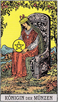 Tarotkarte Koenigin der muenzen