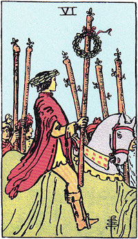 Tarotkarte Sechs der Stäbe