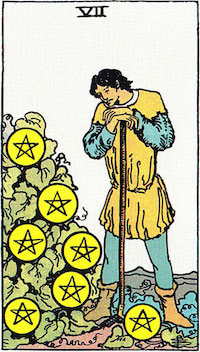 Tarotkarte Sieben muenzen