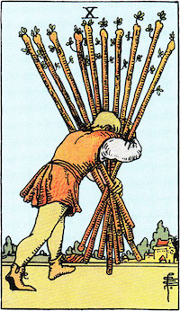 Tarot Zehn der Stäbe